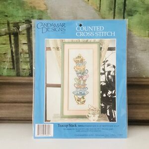 Candamar Teacup Saucer Stack Counted Cross Stitch Kit SEALED Tea Cup Victorian